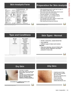 skin analysis exampe workbook page